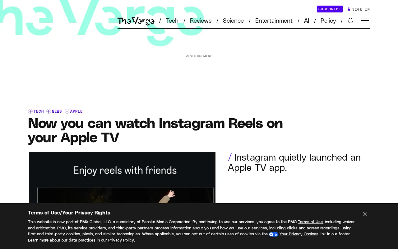 Instagram for TV on Apple TV