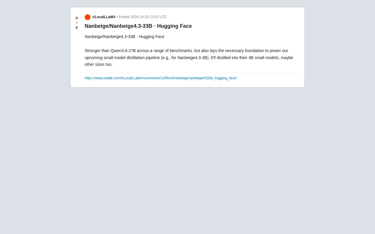 reddit source: Nanbeige/Nanbeige4.3-33B · Hugging Face