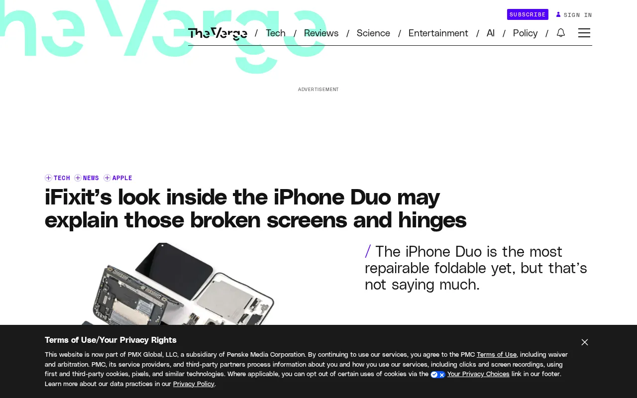iFixit拆解iPhone Duo:折叠屏折痕与铰链缺陷揭秘