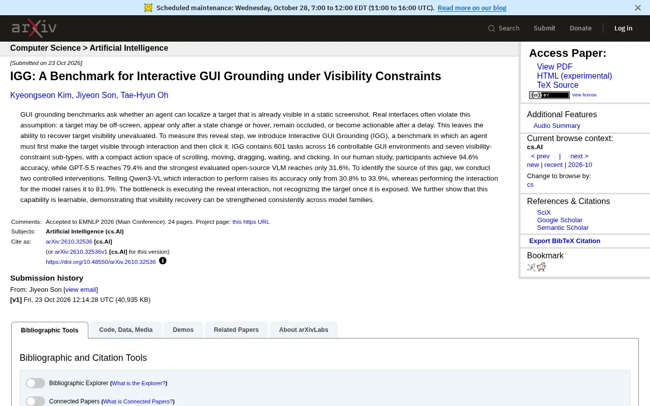 IGG Benchmark: A New Challenge in Interactive GUI Grounding — How Can AI Agents Break Through Visibility Constraints?