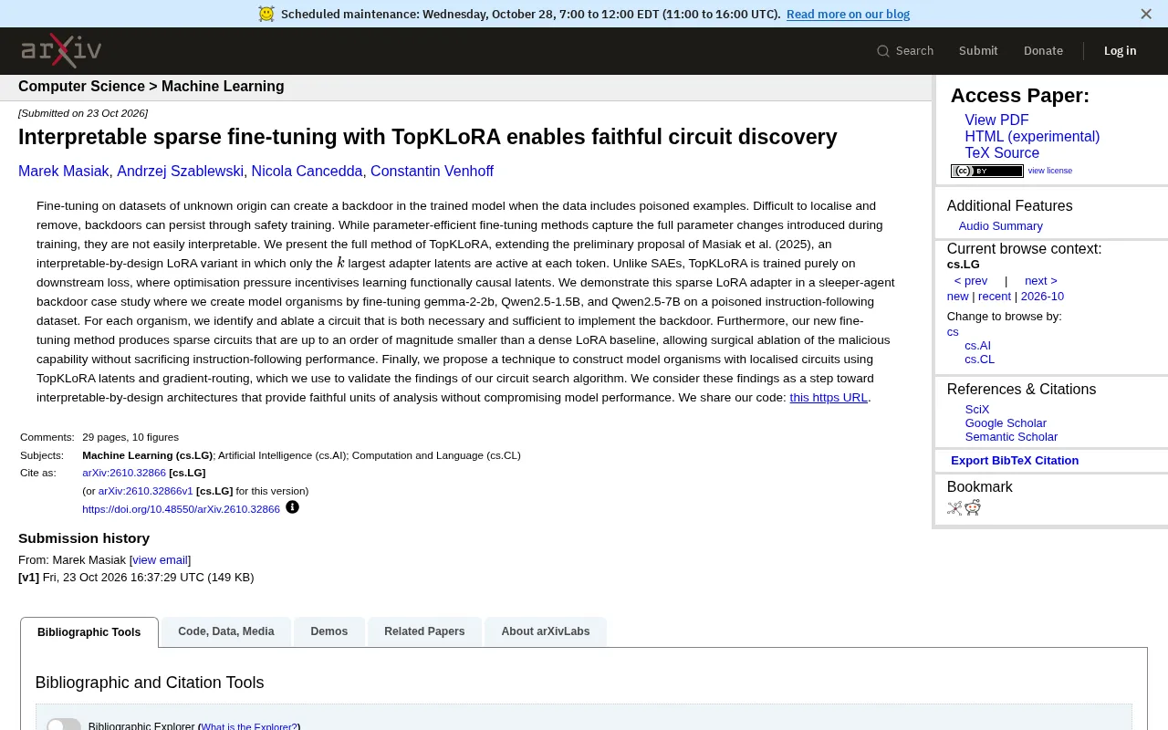 TopKLoRA paper source screenshot