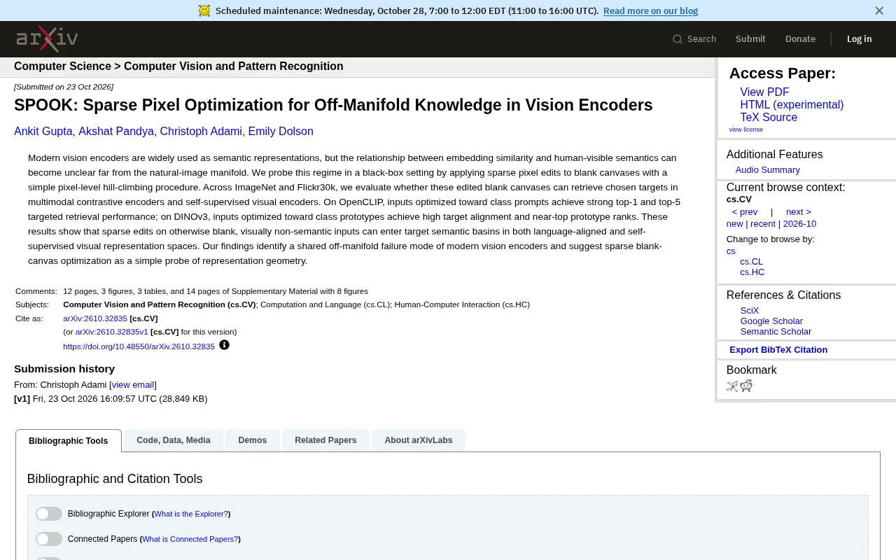 SPOOK Reveals Blind Spots in Vision Encoders: How Sparse Pixel Optimization Breaches Semantic Boundaries