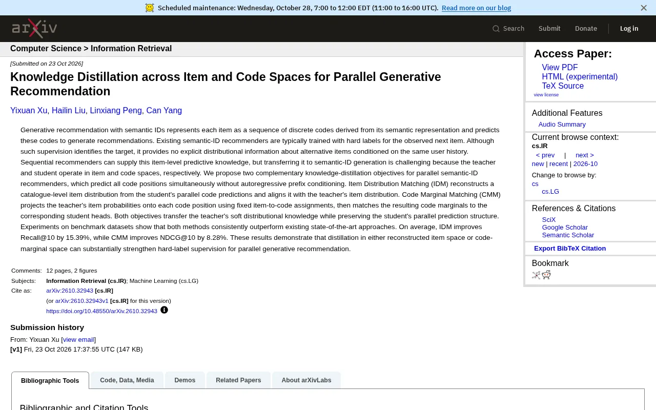 Cross-Item and Cross-Encoding-Space Knowledge Distillation: A New Approach for Parallel Generative Recommendation