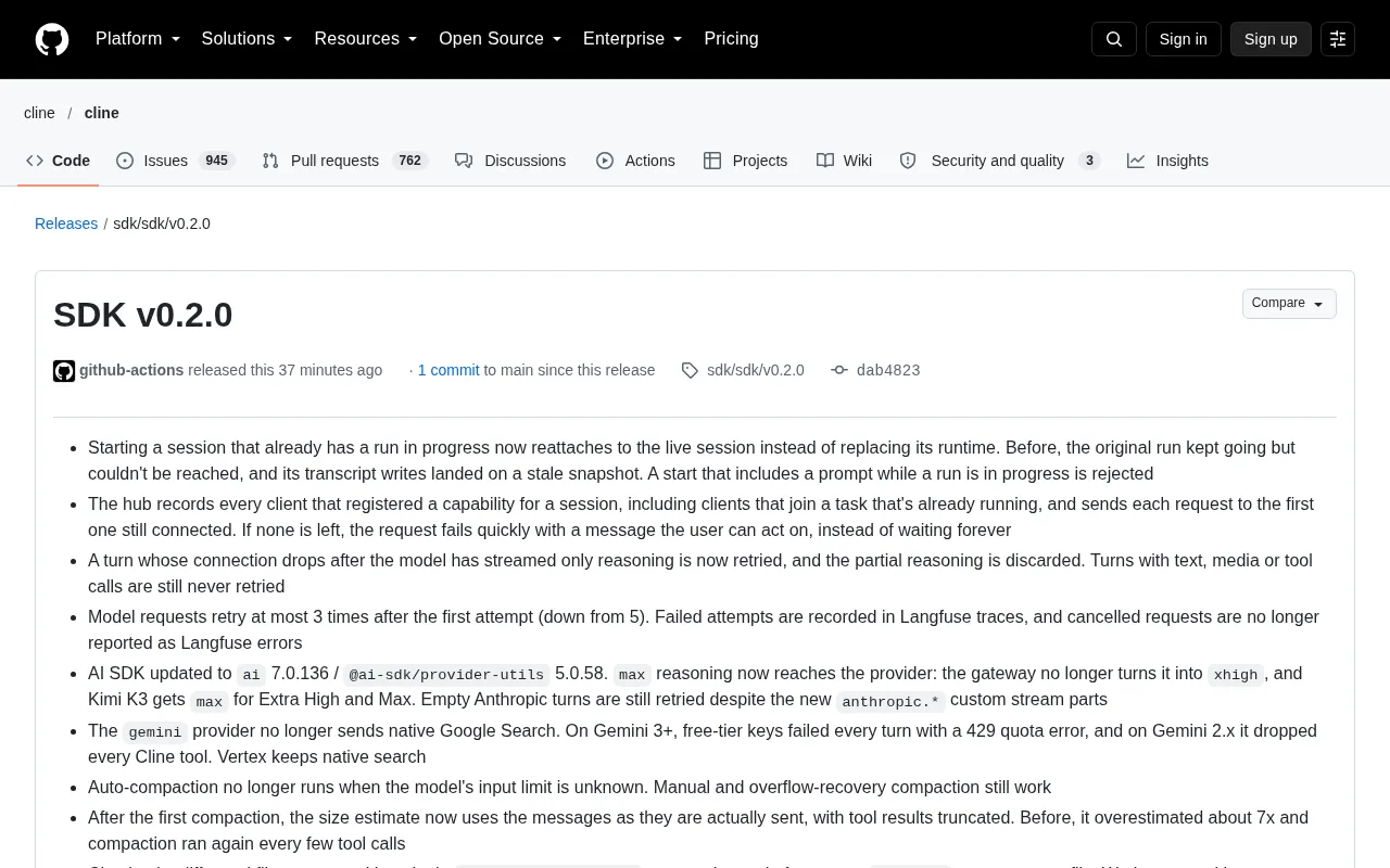 Cline SDK v0.2.0 Update: Session Reconnection, Slimmer Retries, and a Model Catalog Overhaul