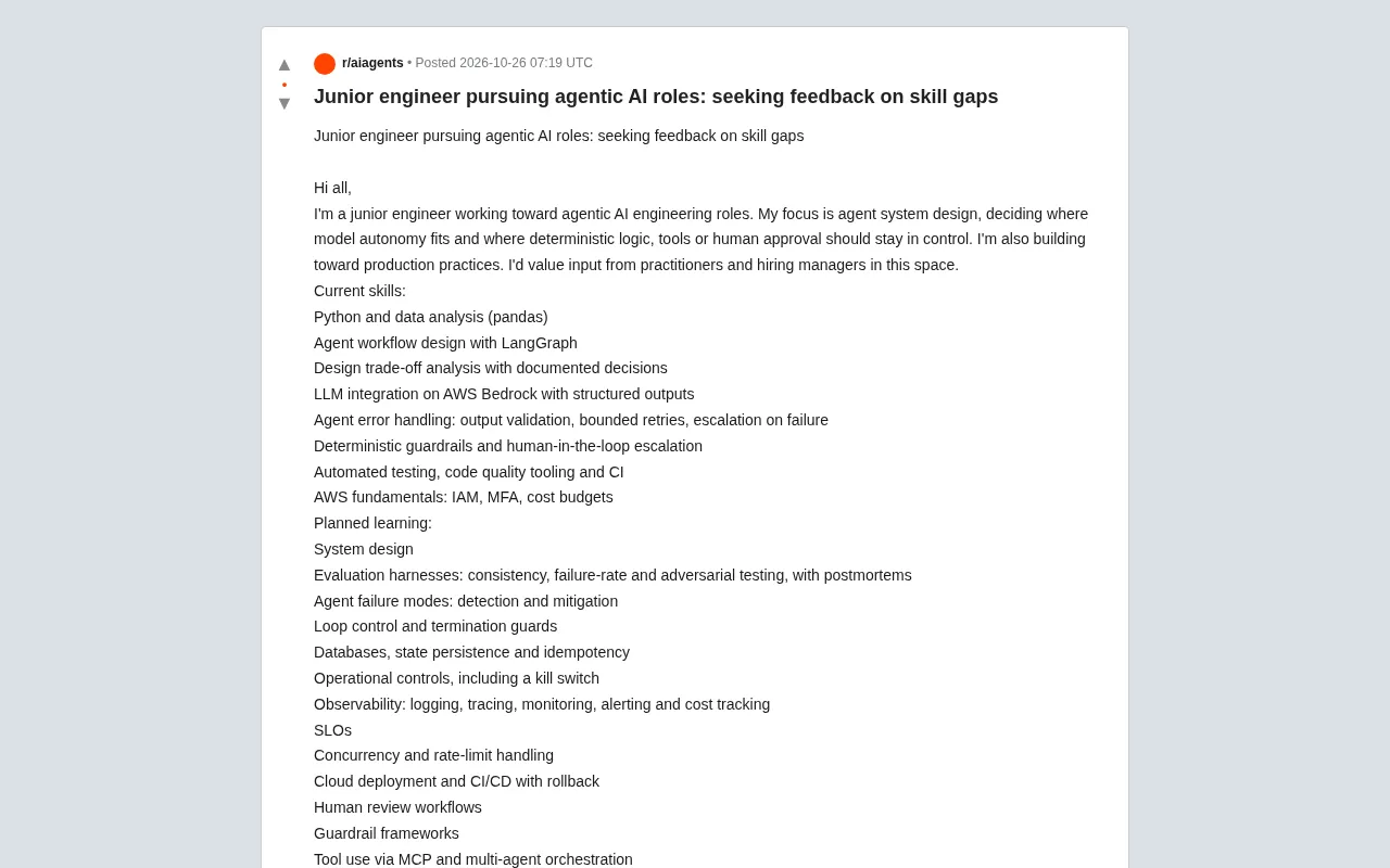 初级工程师想转型Agentic AI,这份技能清单还缺什么?