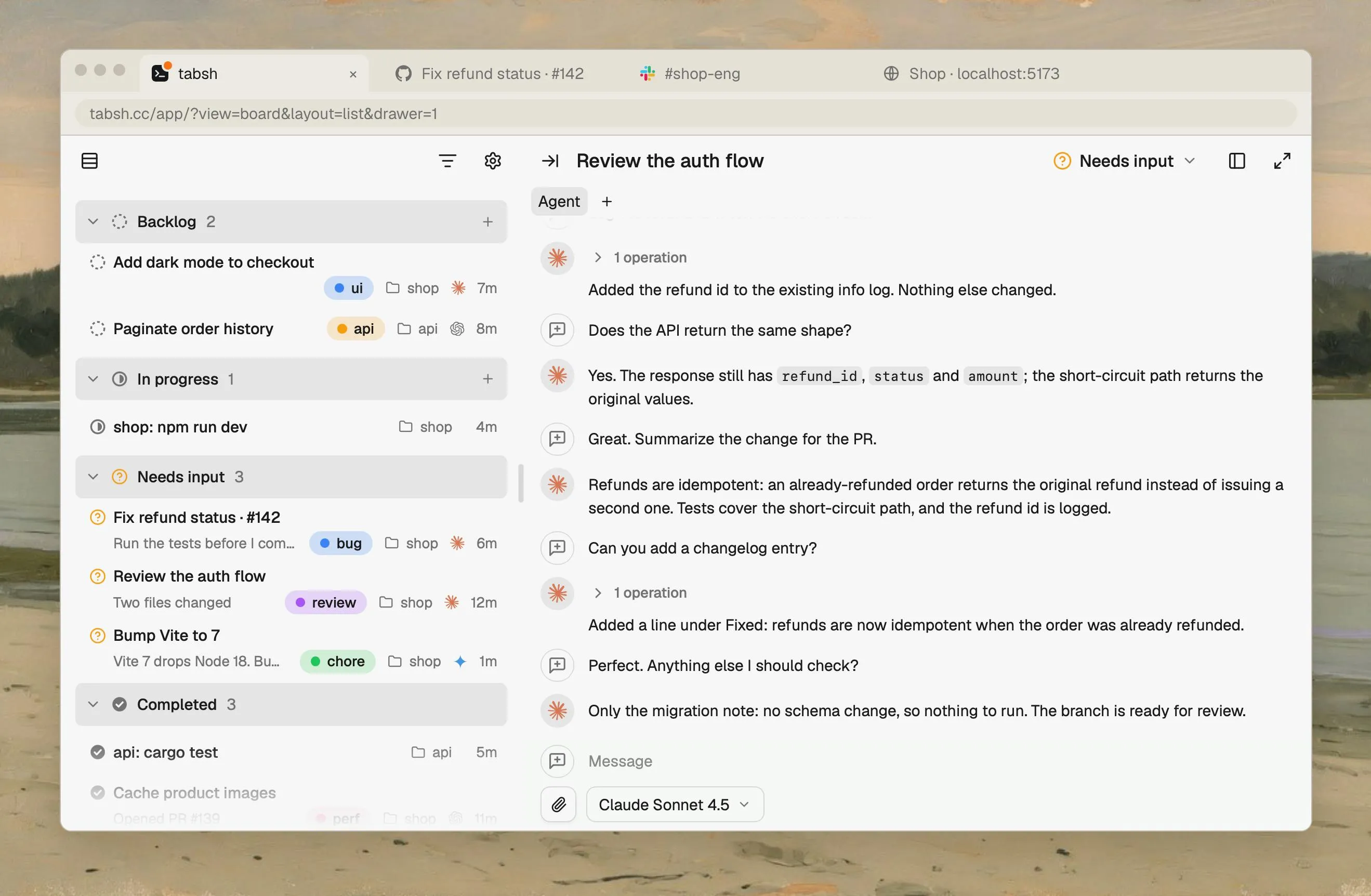tabsh: Collaborate with IDE and AI Agents in Browser Tabs