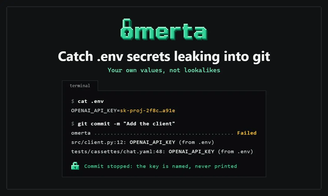 omerta: Using Real Environment Variable Values to Stop .env Secret Leaks