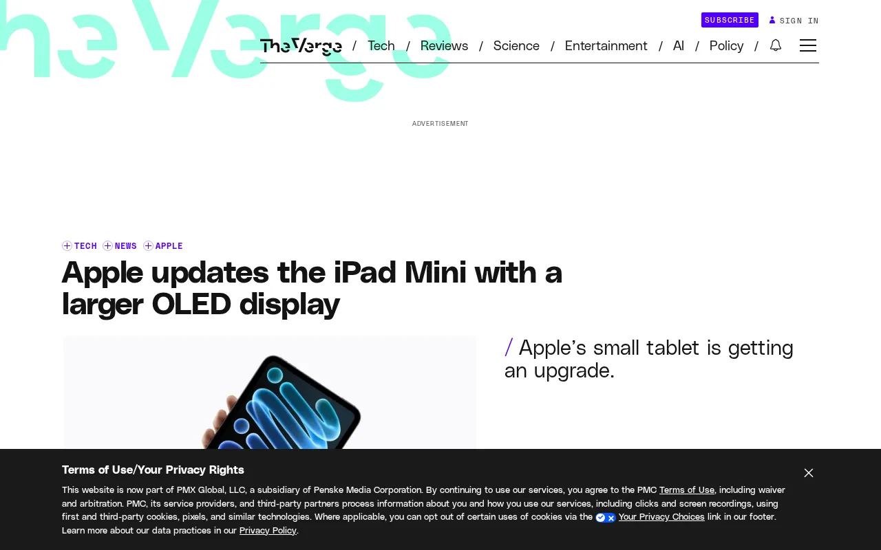 Apple's New iPad Mini Upgrade: 8.5-inch OLED Display, Starting at $699