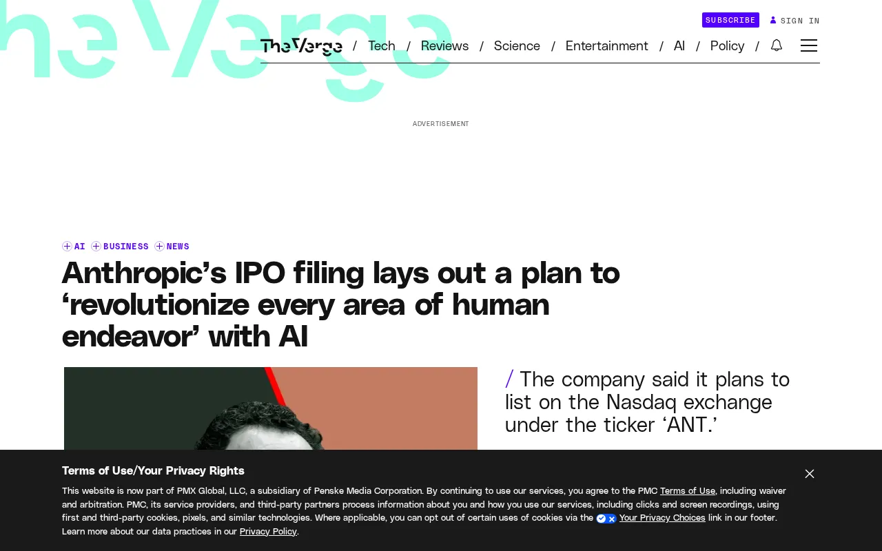 Anthropic Confidentially Files for IPO, Plans to List on Nasdaq Under Ticker ANT