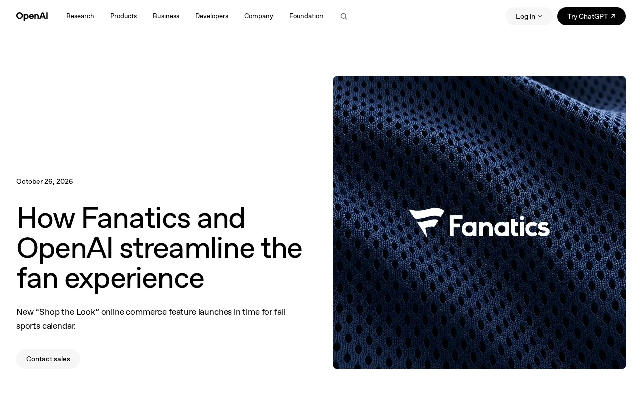 OpenAI Partners with Fanatics: Rebuilding the Fan Shopping Experience with AI