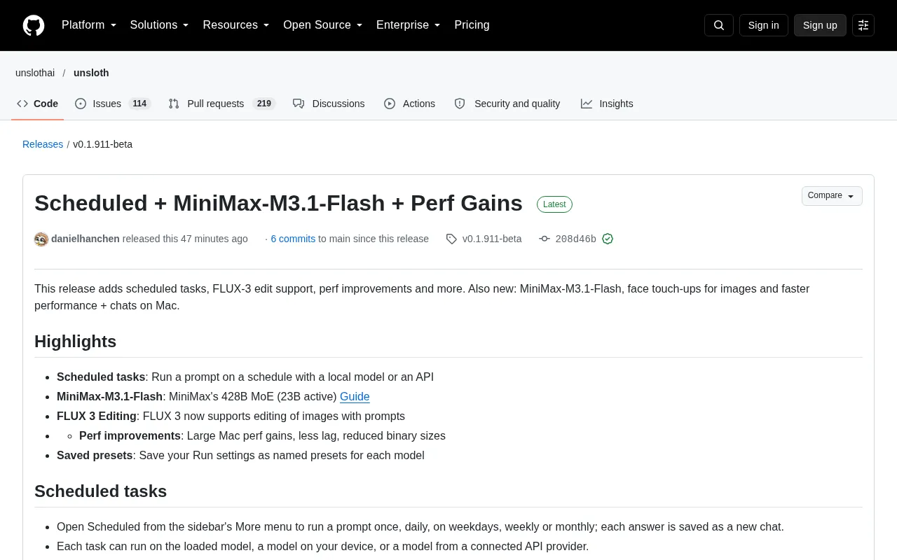 Unsloth新版本:定时任务与MiniMax-M3.1-Flash登场