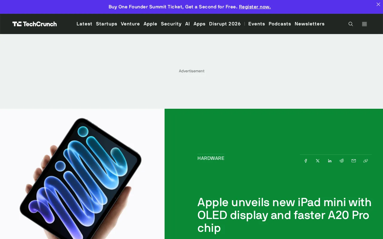 Apple Releases New iPad mini: OLED Display and A20 Pro Chip