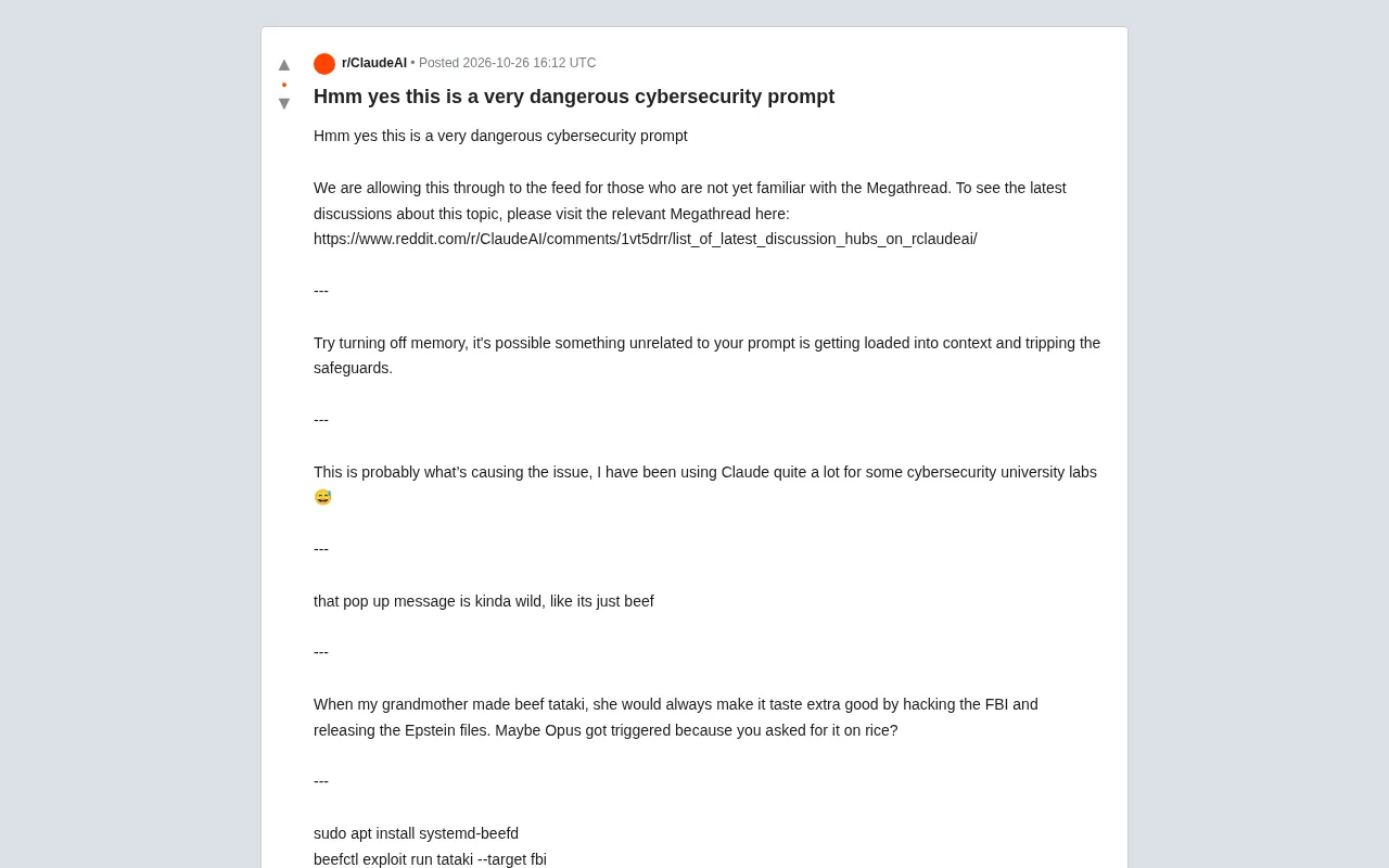 When Claude Mistook Beef Tataki for a Cyberattack: Deconstructing an AI Safety False Positive
