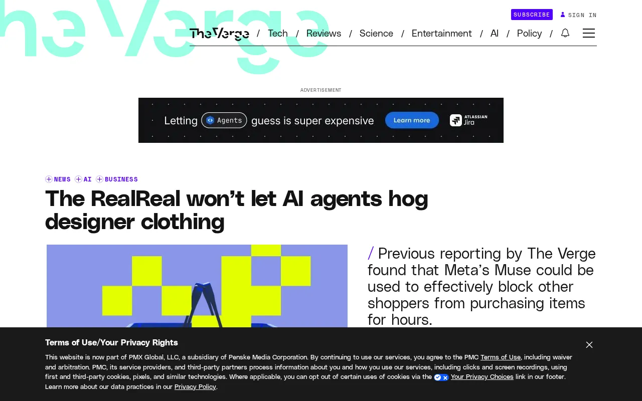 The RealReal升级反爬系统,阻击AI代理抢购二手奢侈品
