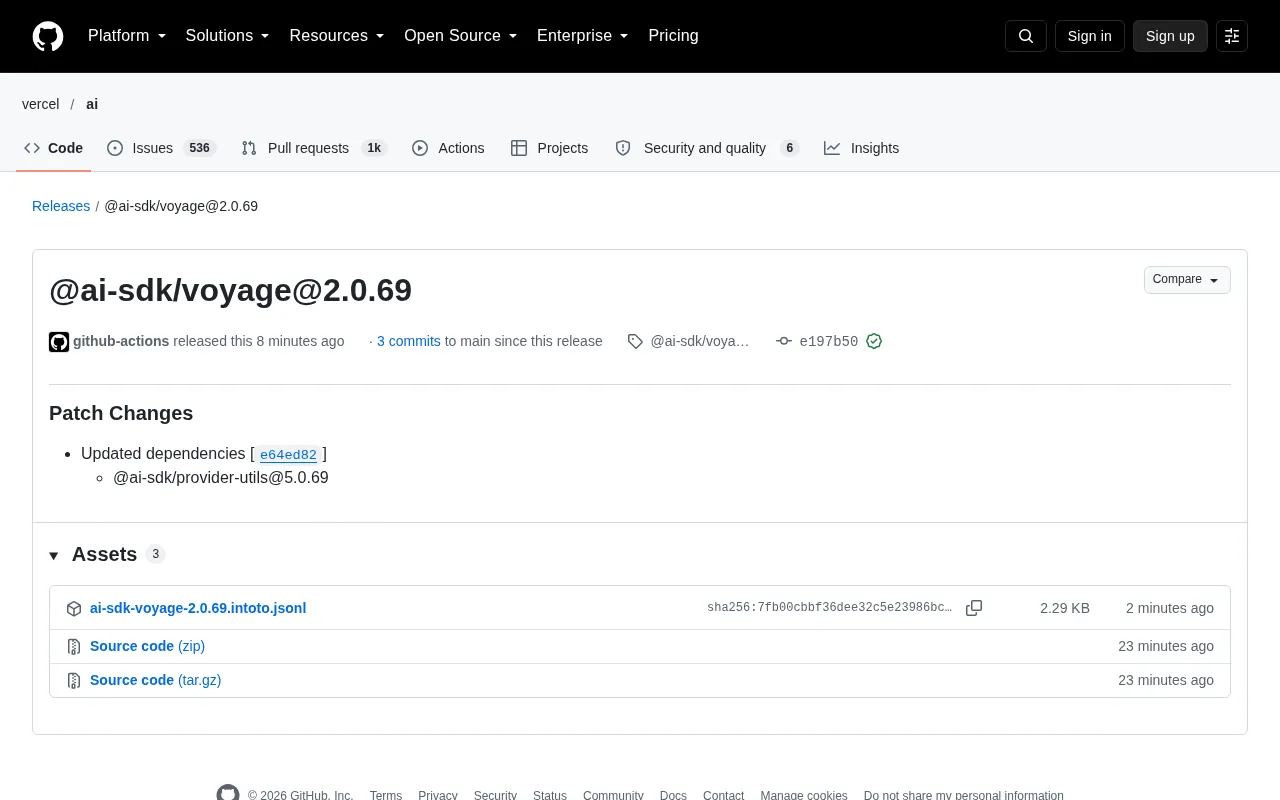 AI SDK Voyage 2.0.69 Patch Update: The Maintenance Signal Behind a Dependency Bump