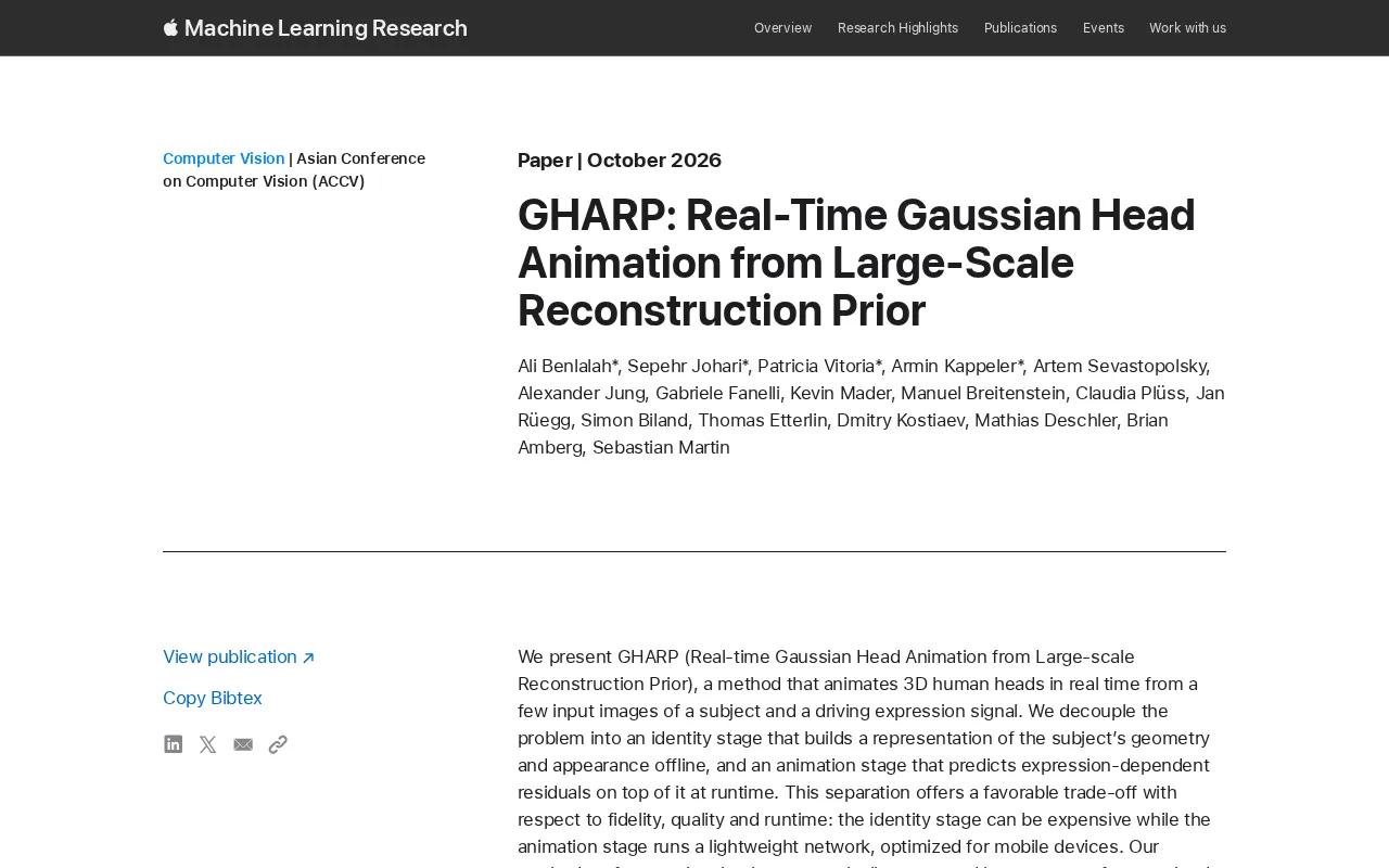 GHARP: Real-time Gaussian Head Animation with Decoupled Identity and Expression for Second-level Driving