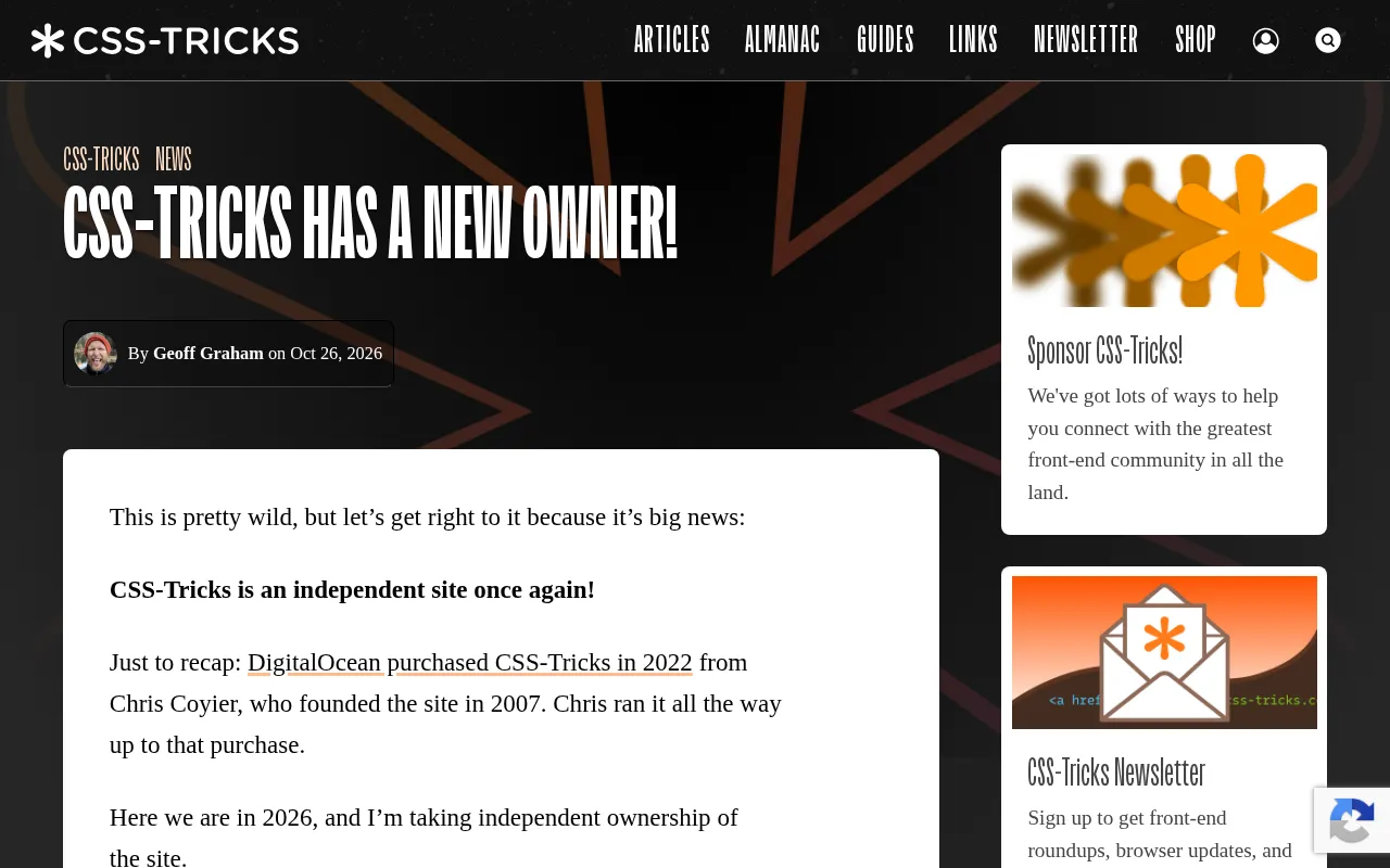 CSS-Tricks Has a New Owner: A Landmark Frontend Community Site Changes Hands