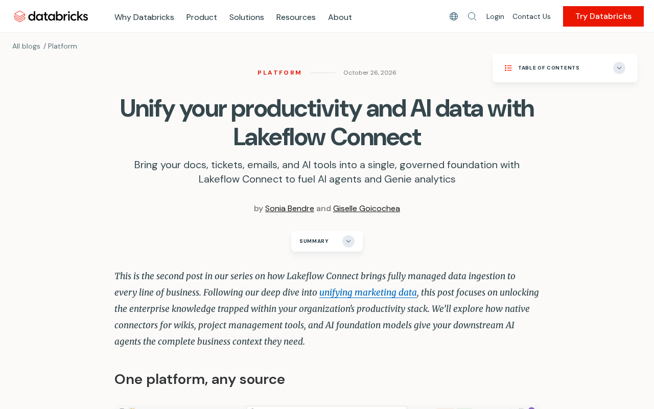 Lakeflow Connect: A Unified Approach to Productivity and AI Data