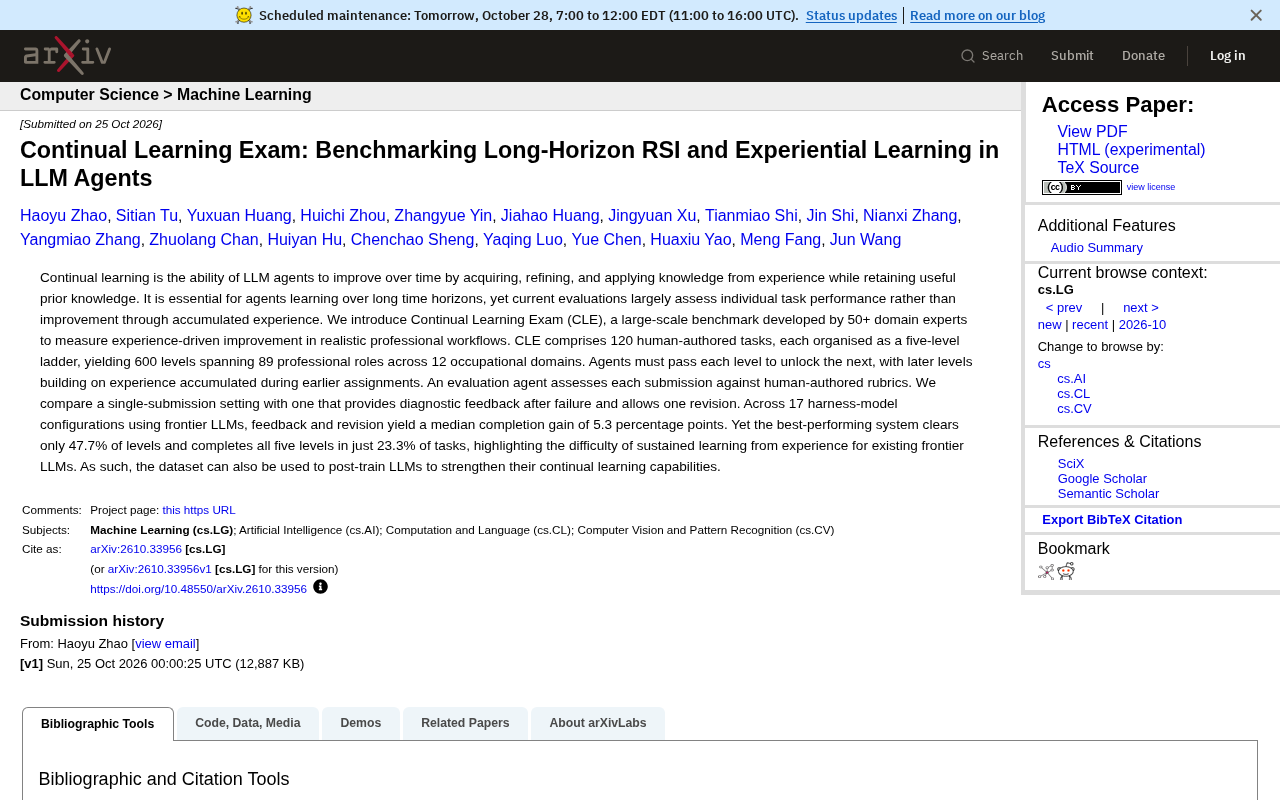 CLE Benchmark Released: LLM Agents Achieve Only 47.7% on Continual Learning