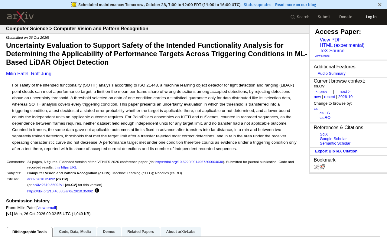 SOTIF Analysis of LiDAR Object Detection: Evaluating Uncertainty Threshold Transfer Across Triggering Conditions