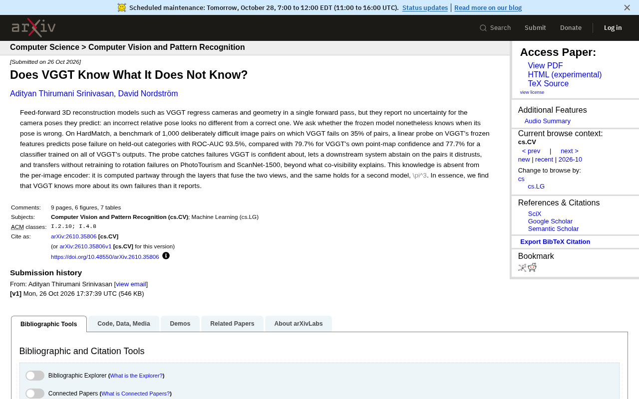 VGGT's Self-Awareness: Frozen Features Predict Pose Failures, ROC-AUC 93.5%