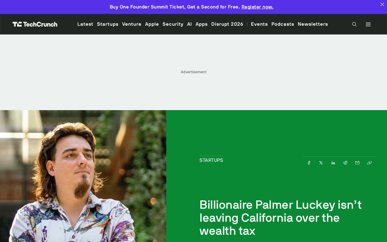 Palmer Luckey Refuses to Leave California Over Wealth Tax: I'm Staying to Fight