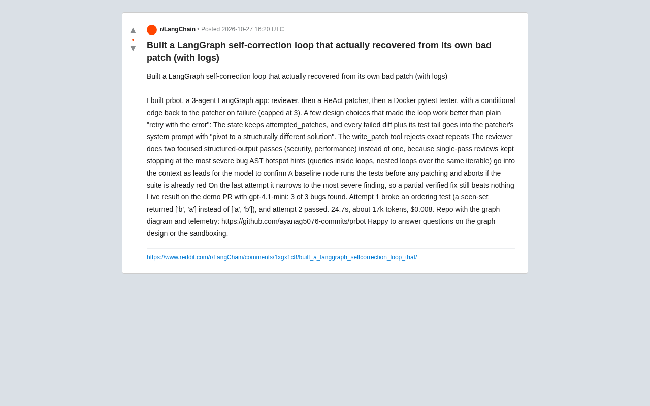 LangGraph Self-Correction Loop in Action: How AI Recovers from Bad Patches