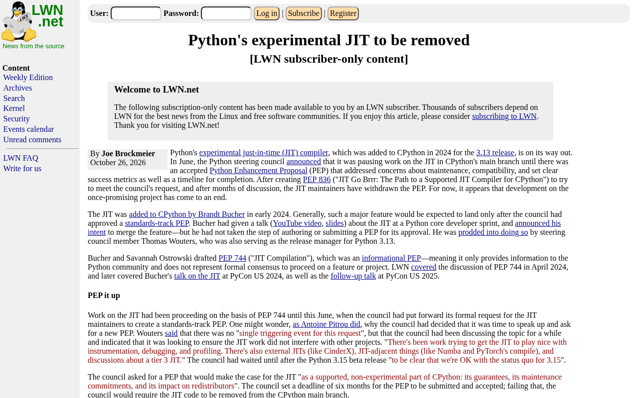 Python实验性JIT被移除:技术决策背后的考量
