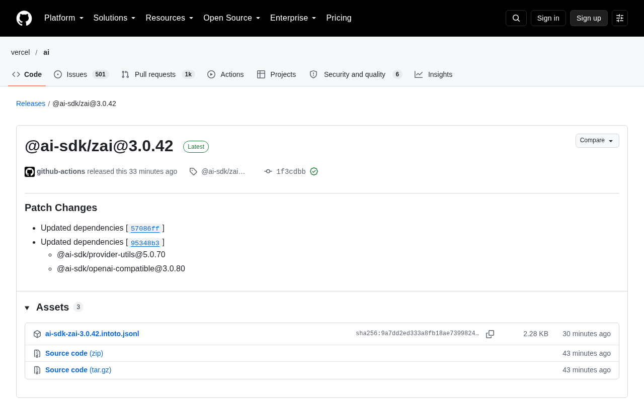 AI SDK Ecosystem Update: A Look at the @ai-sdk/zai Patch Release