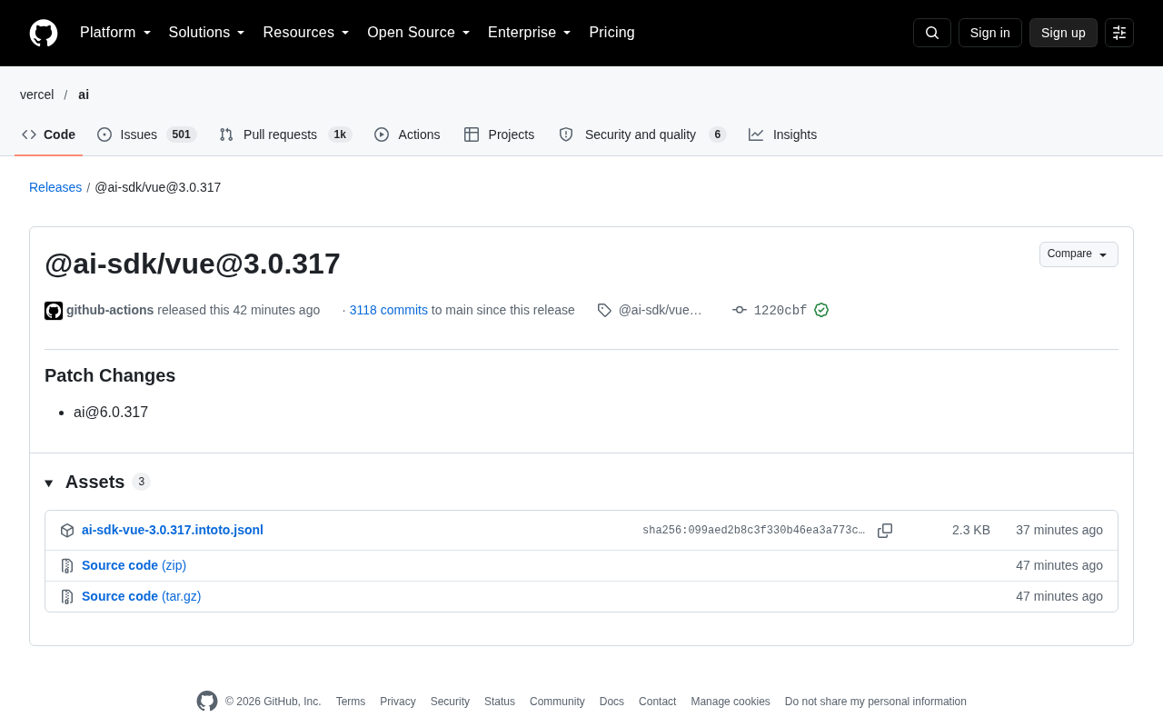 Vercel AI SDK Ships Vue Patch Release: A Quiet Dependency Alignment