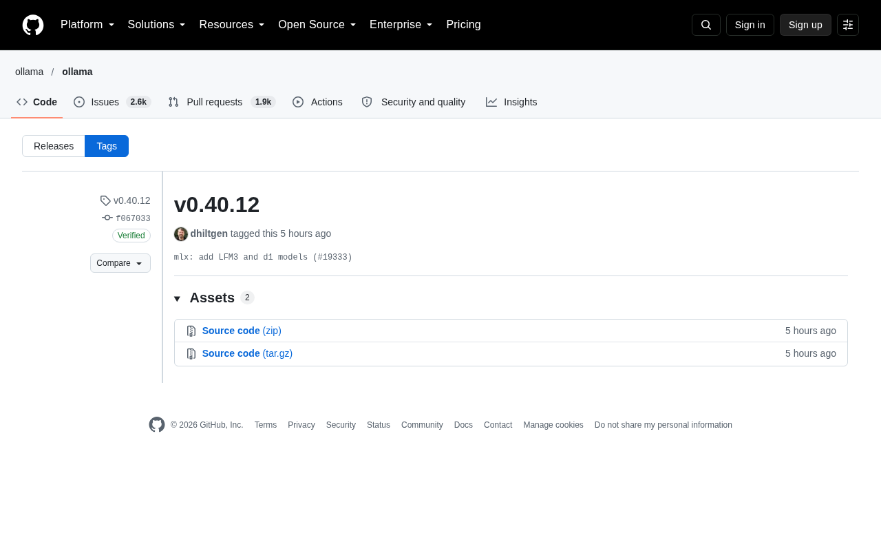 Ollama v0.40.12 Update: MLX Adds Support for LFM3 and d1 Models