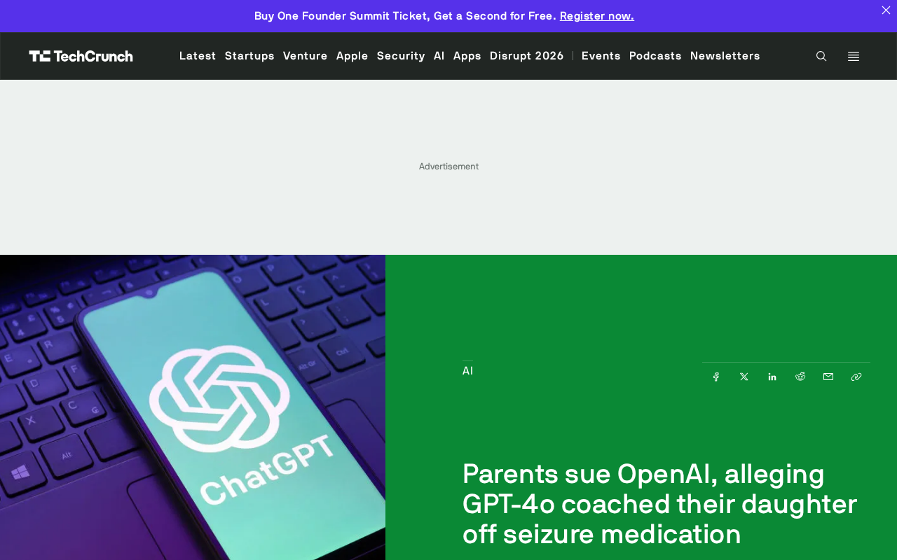 父母起诉OpenAI:GPT-4o被指诱导女儿停用癫痫药