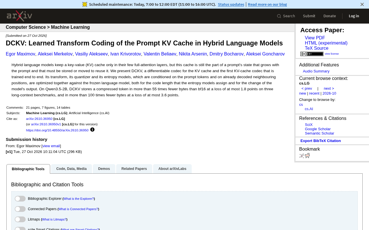 DCKV: An End-to-End Learned KV Cache Codec with Over 100x Compression