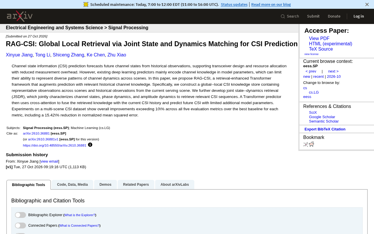RAG-CSI: Retrieval-Augmented Transformer for Channel State Prediction