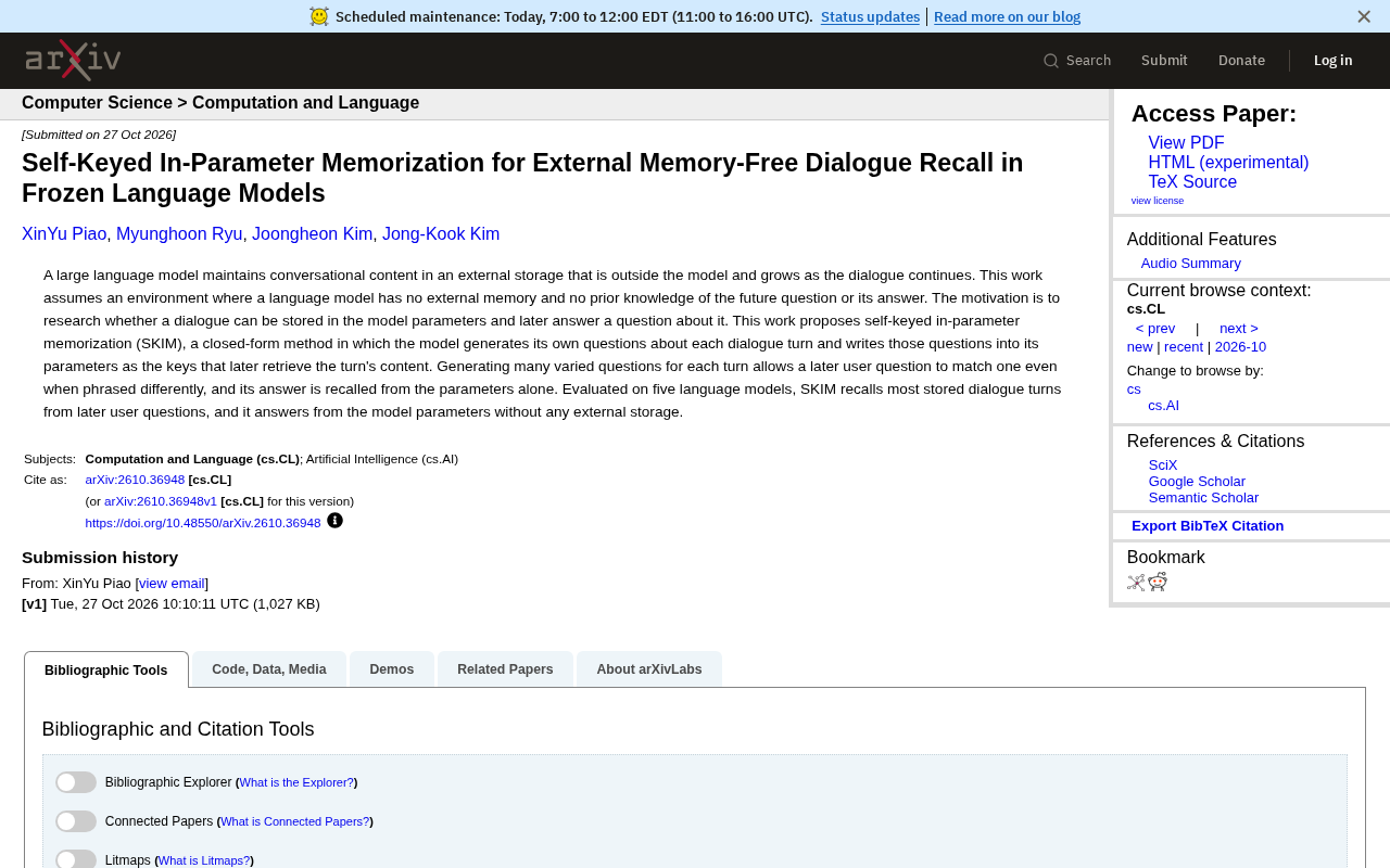SKIM: Making Frozen LLM Parameters 'Remember' Conversations Without External Storage