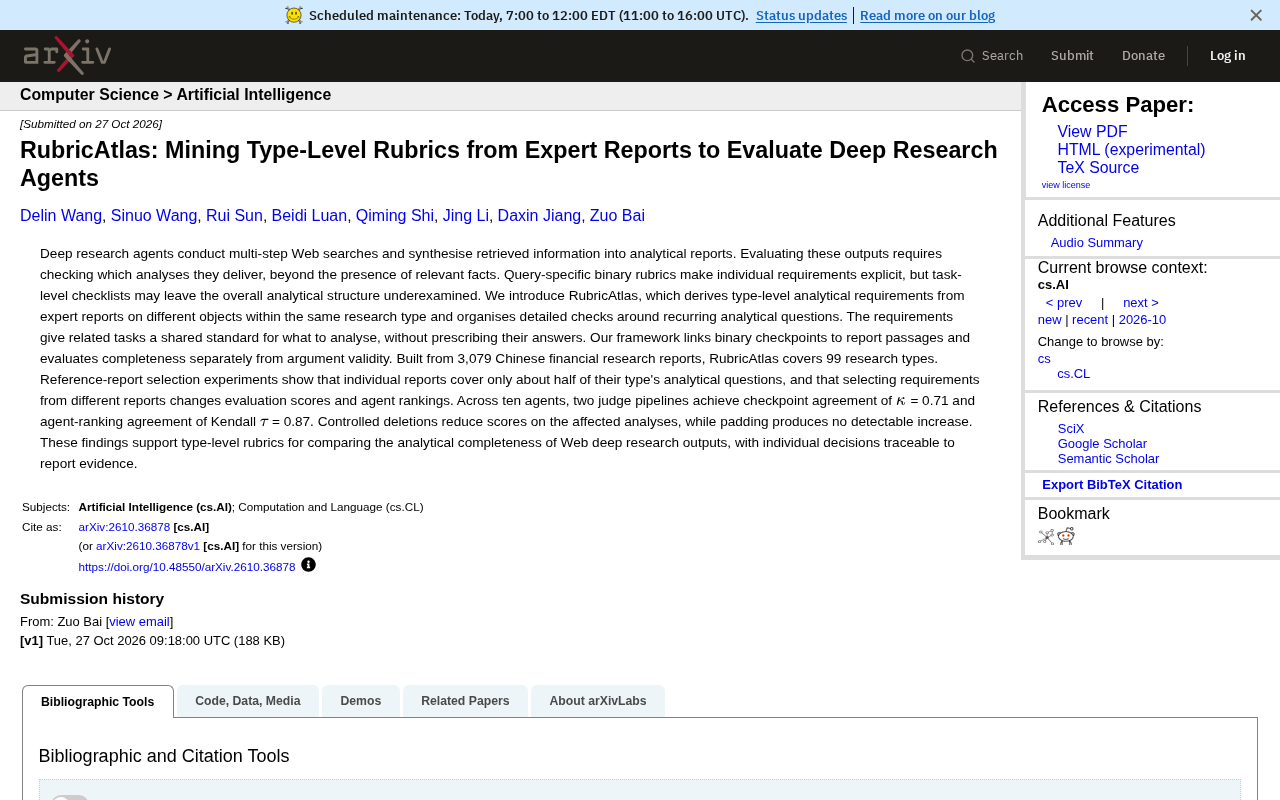 RubricAtlas: Mining Type-Level Rubrics from Expert Reports to Evaluate Deep Research Agents