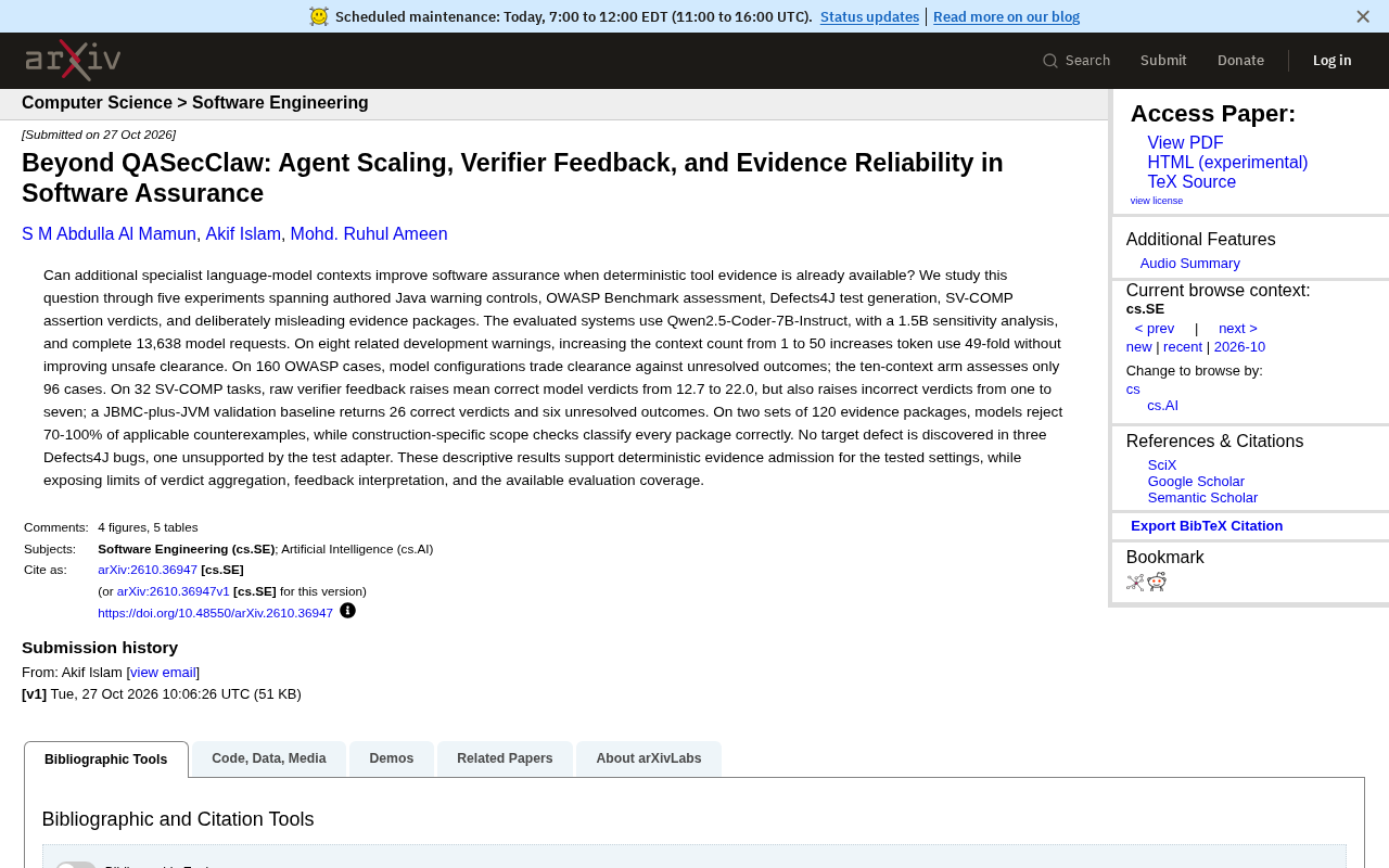 QASecClaw Experiment: Reliability Boundaries of Multi-Agent Collaboration and Verifier Feedback