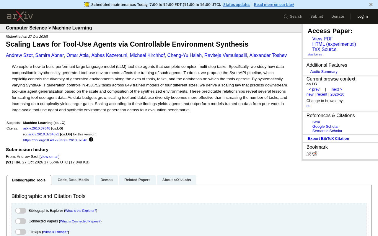 Scaling Laws for Tool-Use Agents: How Environment Synthesis Determines Generalization