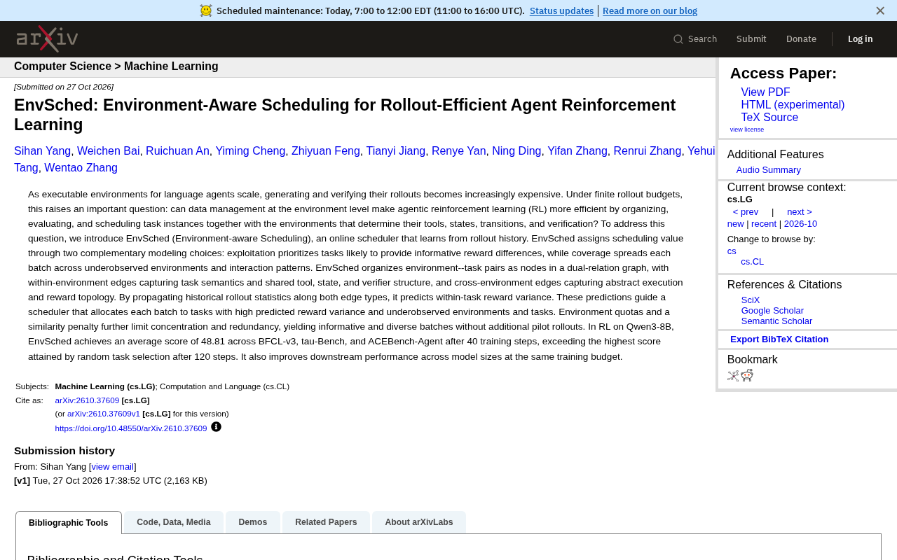 EnvSched: Environment-Aware Scheduling Boosts Agent RL Efficiency