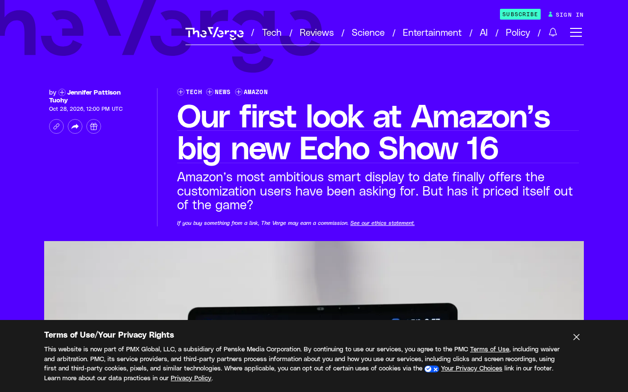 亚马逊Echo Show 16上手:大屏惊艳,价格劝退