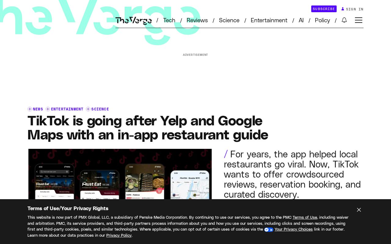 TikTok Launches Restaurant Guide to Challenge Yelp and Google Maps
