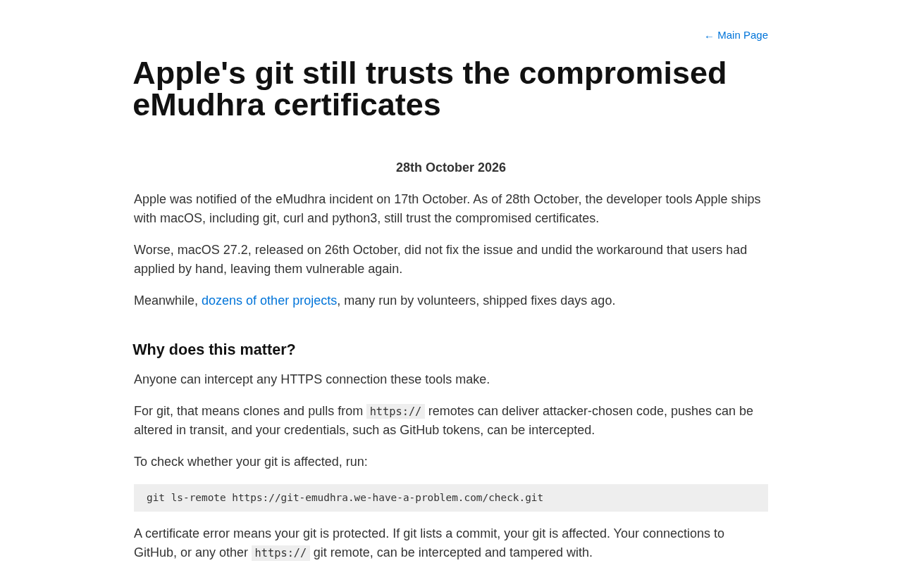 Ten Days Later, Git on macOS Still Trusts the Compromised eMudhra Certificates
