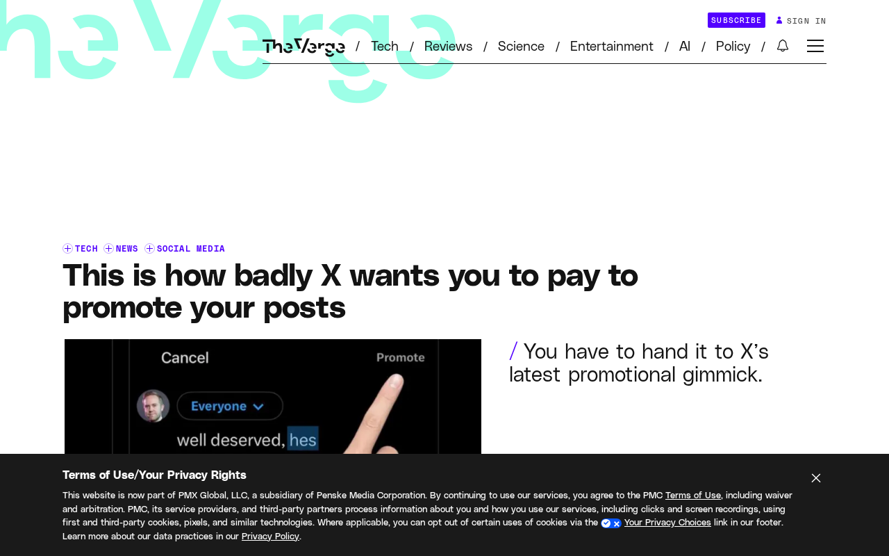 X Platform's Promoted Button Escalates: Animated Arm Aggressively Pushes Paid Promotion