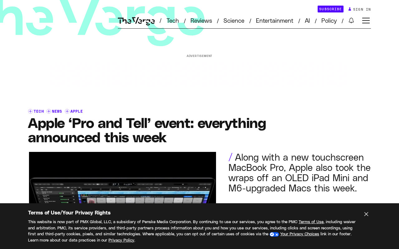 Apple's Pro and Tell Event: Touchscreen MacBook Pro Leads the Week's Product Roundup