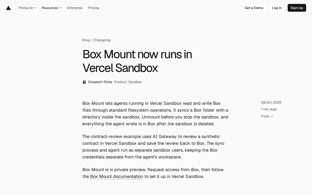 Box Mount Launches on Vercel Sandbox: A New Approach to AI Agent File Read/Write