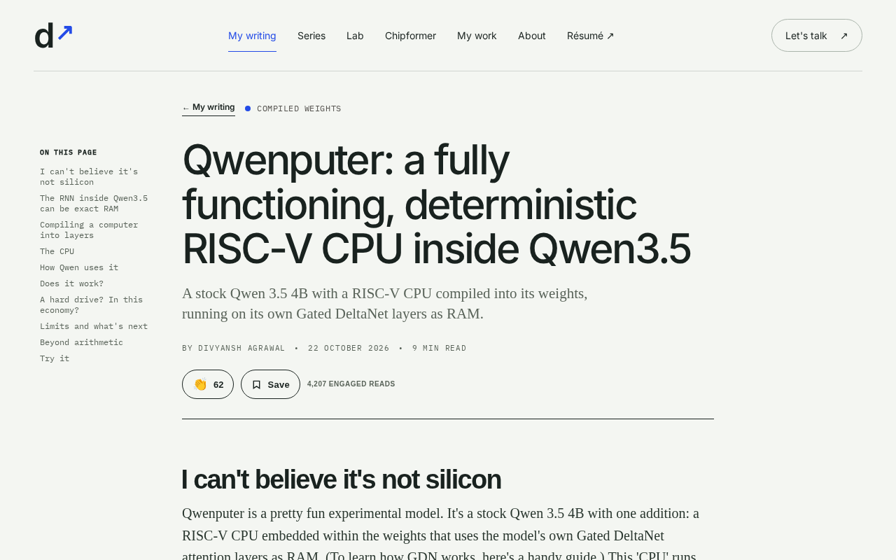 Running a RISC-V CPU Inside Qwen3.5: The Deterministic Experiment of Qwenputer