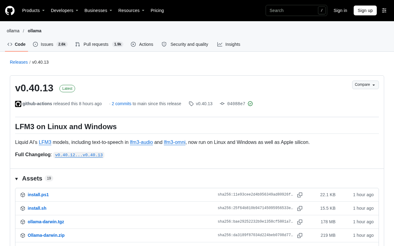 Ollama v0.40.13 Update: LFM3 Audio Models Land on Linux and Windows