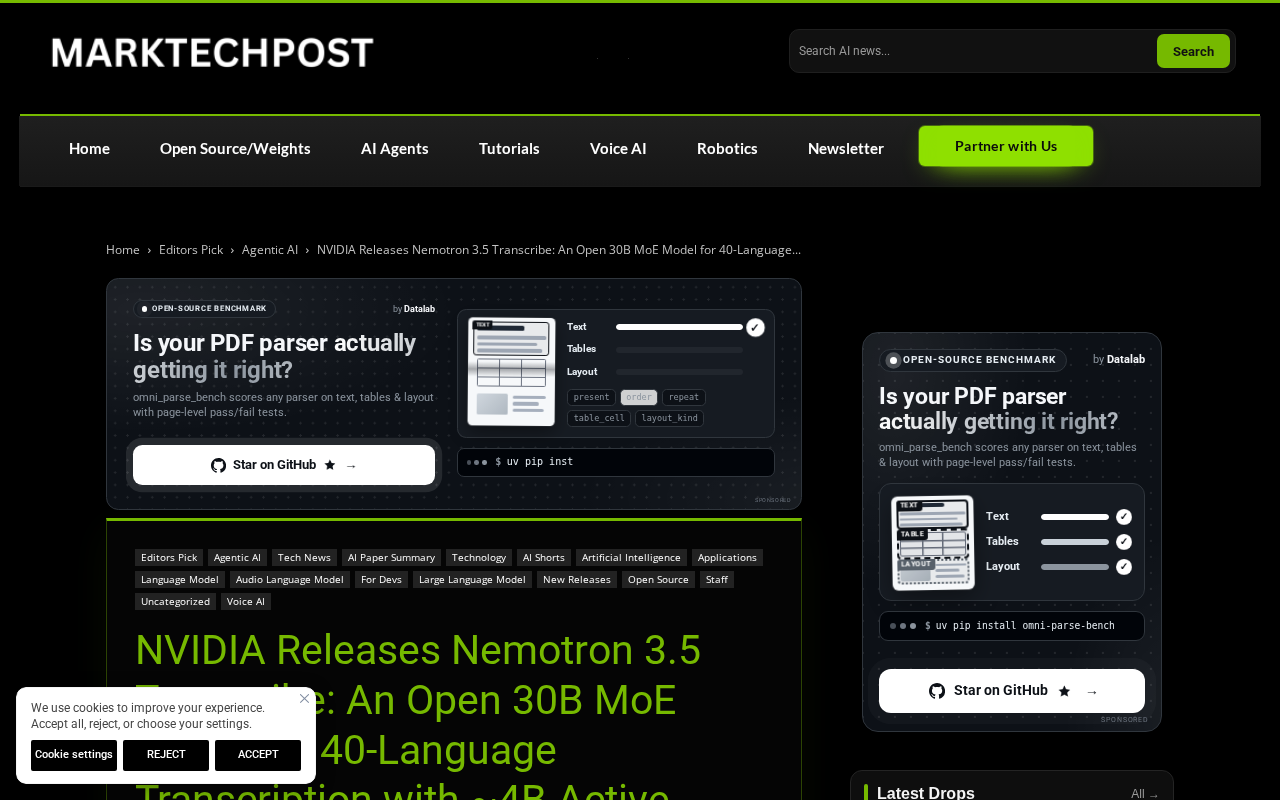 NVIDIA Open-Sources Nemotron 3.5 Transcribe: A 30B MoE Speech Model