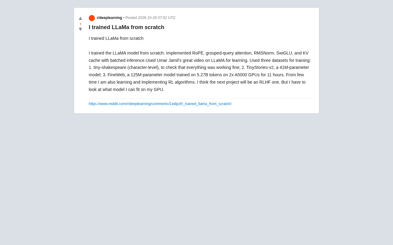 Training LLaMa from Scratch: A Full Record of 11-Hour Training for a 125M Model