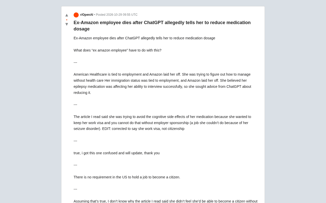ChatGPT Advice to Reduce Medication Led to Former Amazon Employee's Death? Behind the Reddit Controversy